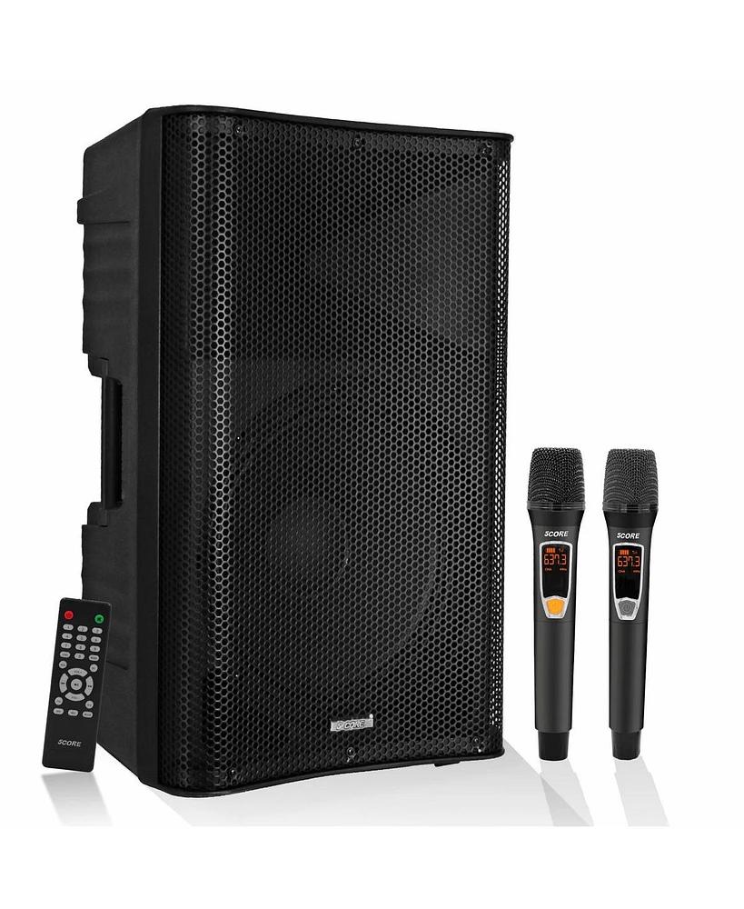 5 Core Karaoke Machine 150W Big Bluetooth Pa System Powered Dj Singing Party Speaker w 2 Wireless Microphones Portable Large Professional Outdoor Soun