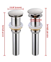 Yescom Aquaterior 2 Pack 1 5/8" Pop up Drain for Vessel Sinks Solid Brass Bathroom Kitchen Sink Drains Tub Basin Brushed Nickel Finish