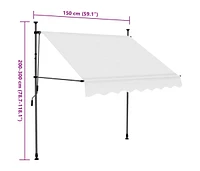 vidaXL Manual Retractable Awning with Led 59.1" Cream