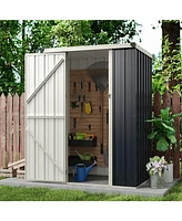 Slickblue 4x3 Ft Metal Outdoor Storage Shed with Lockable Door-Gray