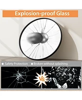 Slickblue 24" Black Circle Bathroom Mirror with Explosion-proof Film