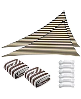 22 Ft 97% Uv Block Triangle Sun Shade Sail Hdpe Canopy Cover Net Garden 2 Pack