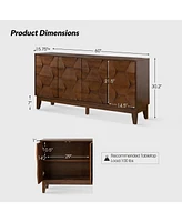 Hulala Home Silakan 60" 4-Doors Sideboard with Solid Wood Legs