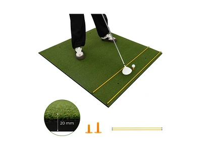 Slickblue Artificial Turf Mat for Indoor and Outdoor Golf Practice Includes 2 Rubber Tees and 2 Alignment Sticks