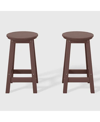 WestinTrends 24" Hdpe Outdoor Patio Round Counter Height Stool Set of