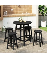 WestinTrends 5-Piece Hdpe Outdoor Patio Dining Bar Bistro Table Set with Counter High Round Stools