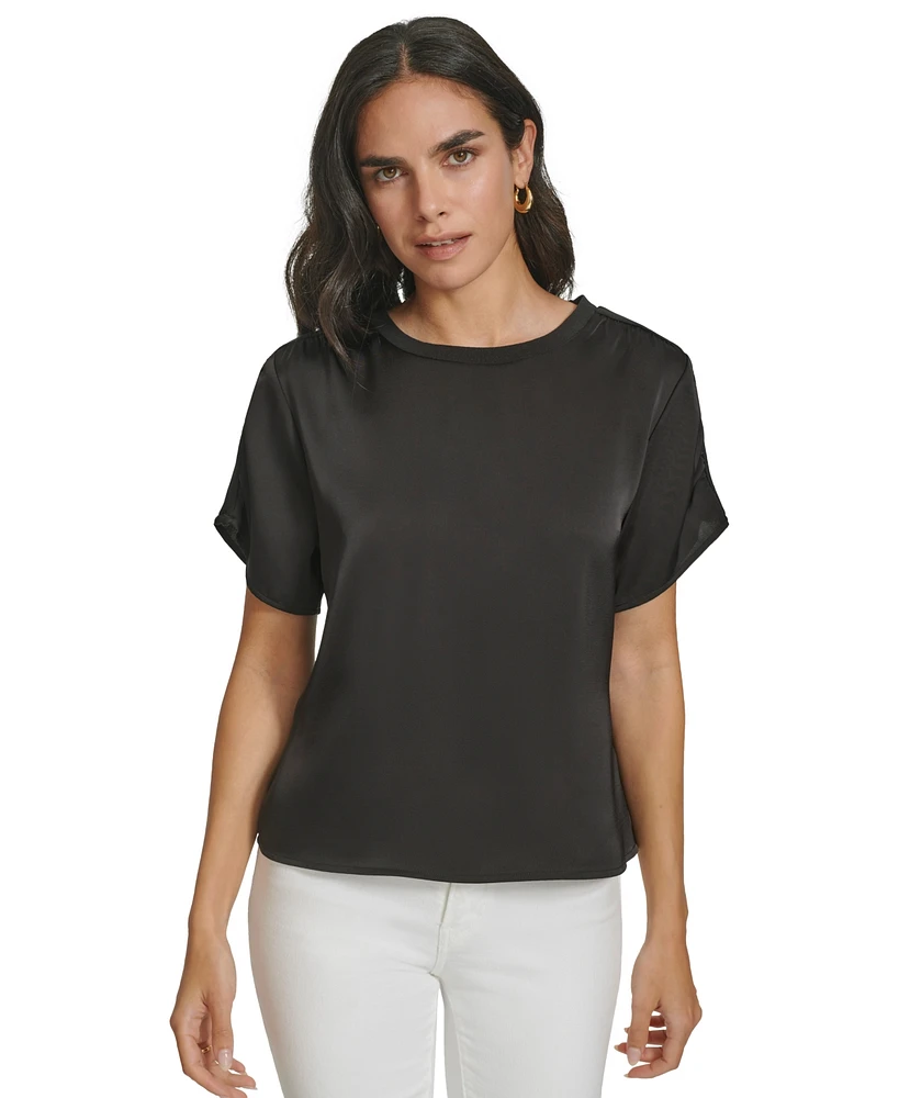 Calvin Klein Women's Short-Sleeve Satin Top