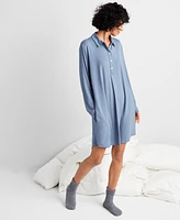 State of Day Women's Fluid-Knit Collared Sleepshirt Xs-3X, Created for Macy's