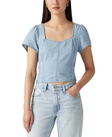 Levi's Women's Opehlia Denim Puff-Sleeve Corset Top