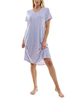 Roudelain Women's Short-Sleeve V-Neck Sleep Dress