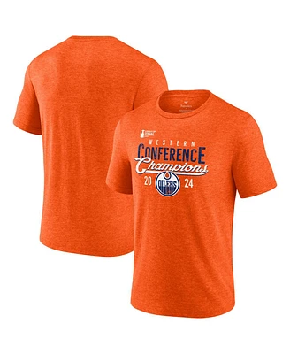 Fanatics Men's Heather Orange Edmonton Oilers 2024 Western Conference Champions Tri-Blend T-Shirt