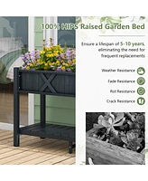 Slickblue Poly Wood Elevated Planter Box with Legs Storage Shelf Drainage Holes