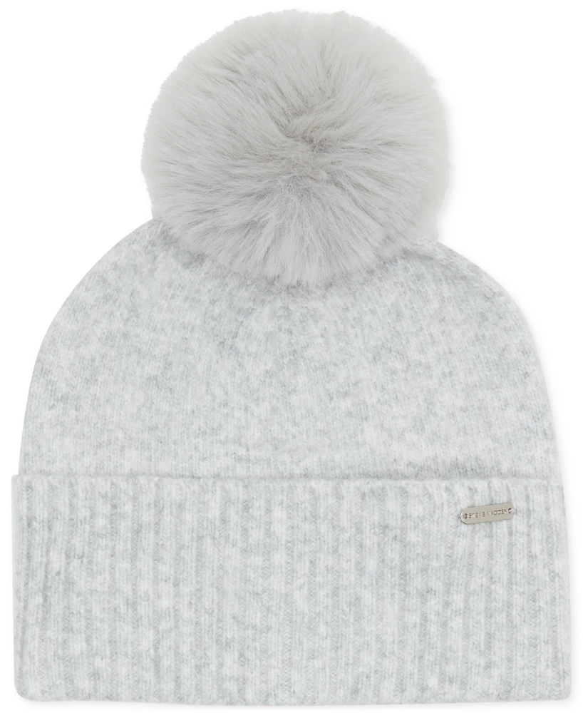 Steve Madden Women's Marled Knit Pom Beanie