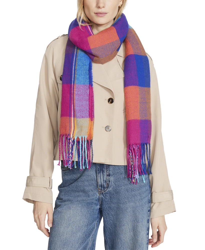 Steve Madden Women's Block Rainbow Plaid Scarf