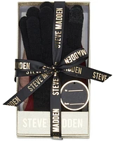 Steve Madden Women's 3-Pc. Basketweave Knit Gloves Boxed Gift Set