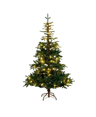 Nearly Natural 6ft. Pre-Lit Artificial Idaho Mixed Fir Christmas Tree with 130 Warm White Led Lights