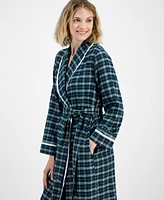 Charter Club Women's Long Plaid Flannel Robe, Created for Macy's