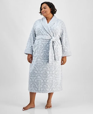 Charter Club Plus Long Embossed Plush Robe, Created for Macy's