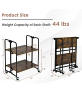Sugift Foldable Rolling Cart with Storage Shelves for Kitchen