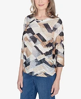 Alfred Dunner Classic Abstract Chevron Top