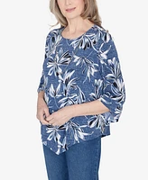 Alfred Dunner Classic Elegant Flower Top with Necklace