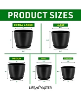 Lifemaster 20pcs Plant Pots with Drainage - Versatile 5 Sizes, Sturdy Plastic, Stackable Design