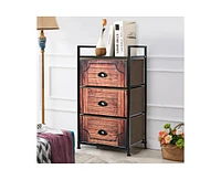 Sugift Industrial 3-Layers Fabric Dresser with Fabric Drawers and Steel Frame