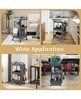 Sugift 3-Tier Utility Storage Cart with Diy Pegboard Baskets-Gray