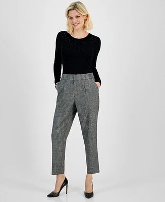 I.n.c. International Concepts Petite High-Rise Tapered Plaid Pants, Created for Macy's