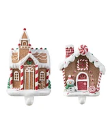 Glitzhome Resin Gingerbread House Stocking Holders, Set of 2