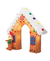 Glitzhome 8FT Lighted Gingerbread House Inflatable Decor