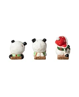 Glitzhome Lighted Ceramic Snowman Table Decor, Set of 3