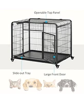 Streamdale Furniture Escape-Proof Dog Crate with Rolling Wheels and Easy Access