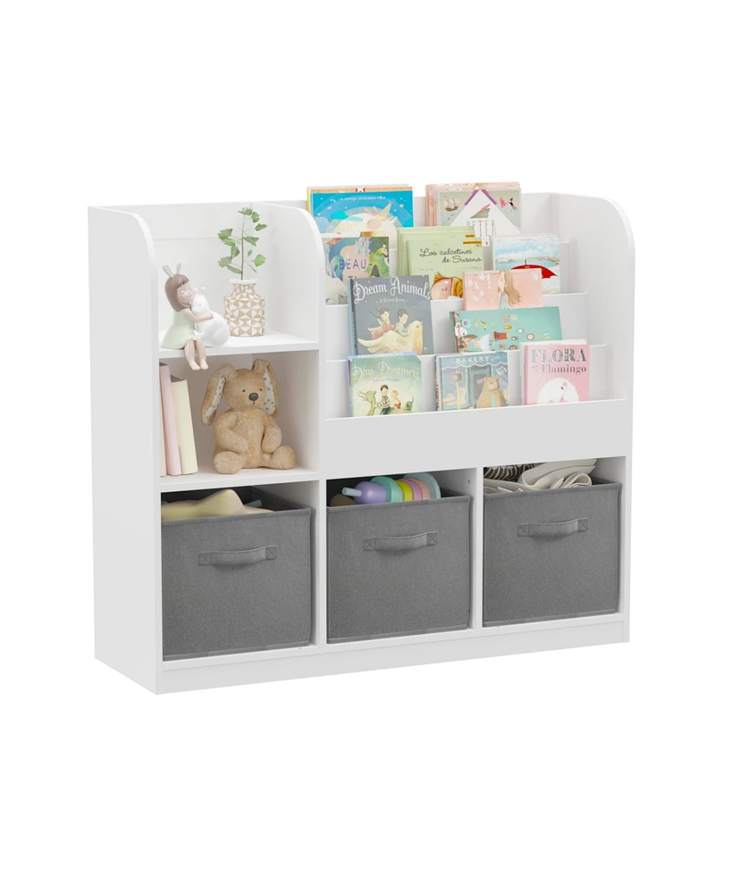 Streamdale Furniture Kids Multifunctional Bookcase with Drawers (White/Gray)