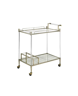 Simplie Fun Cirro Serving Cart in Antique Mirror & Wire Brass