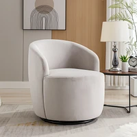 Simplie Fun Velvet Fabric Swivel Accent Armchair Barrel Chair With Powder Coating Metal Ring