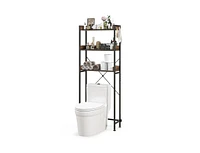 Slickblue Over The Toilet Storage Rack with Hooks and Adjustable Bottom Bar