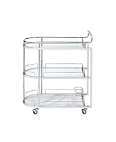 Simplie Fun Inyo Serving Cart in Clear Glass & Chrome Finish