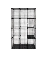 Streamdale Furniture 42.1" 3-Tier Indoor/Outdoor Cat Cage with Iron Mesh, Resin Sheet, and Ladder