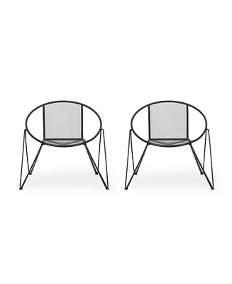 Simplie Fun Modern Mesh Club Chair Set with Hairpin Legs