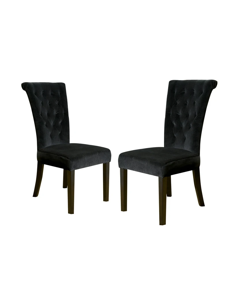 Simplie Fun Elegant Tufted Flared Black Velvet Dining Chairs (Set of 2)