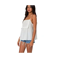 Edikted Women's Eyelet Trim Paneled Top