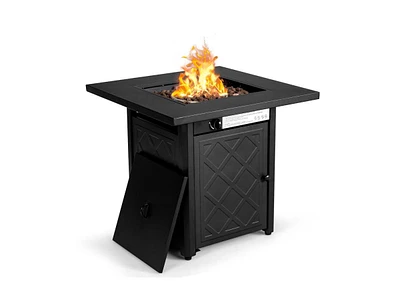 Slickblue 28 Inch Propane 50 000 Btu Patio Square Gas Fireplace with Lava Rock-Black