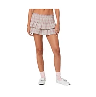 Edikted Women's Shani Plaid Ruffled Mini Skirt