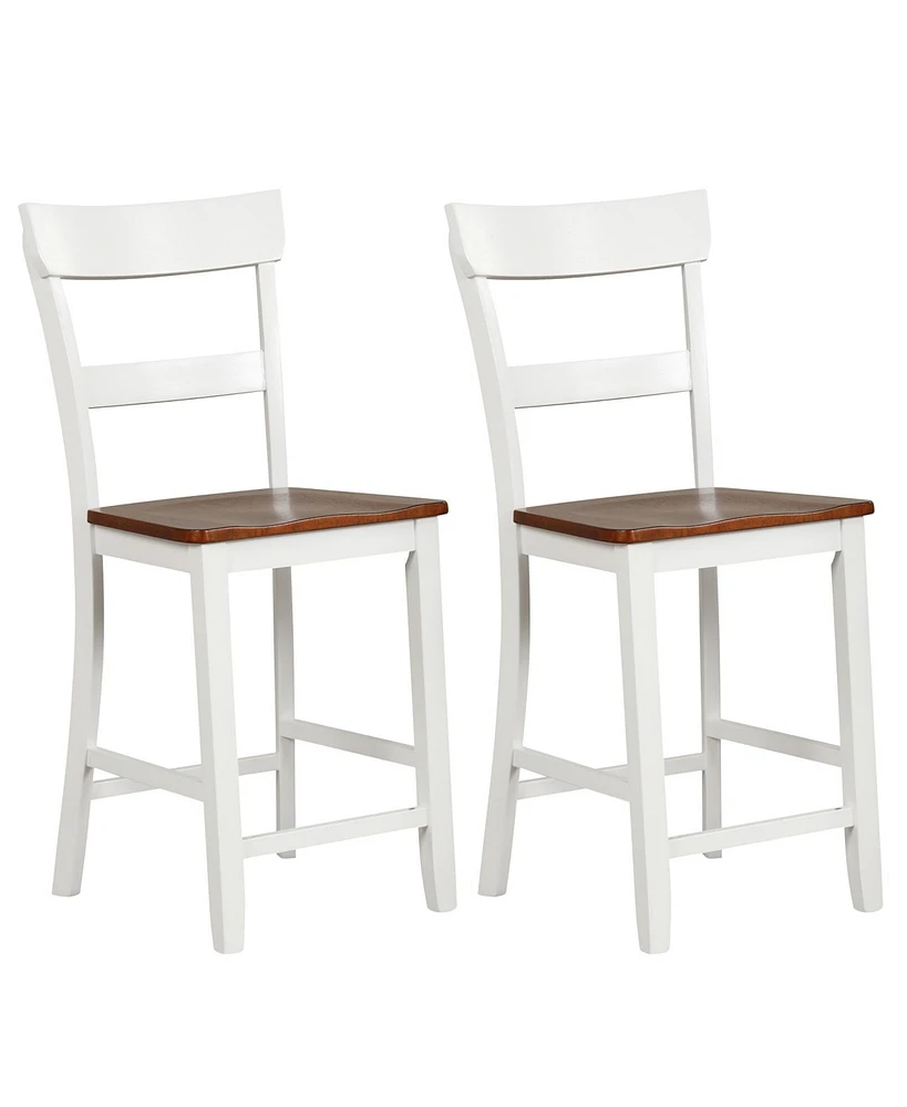 Slickblue Farmhouse Dining Bar Stool Set of 2 with Solid Rubber Wood Frame