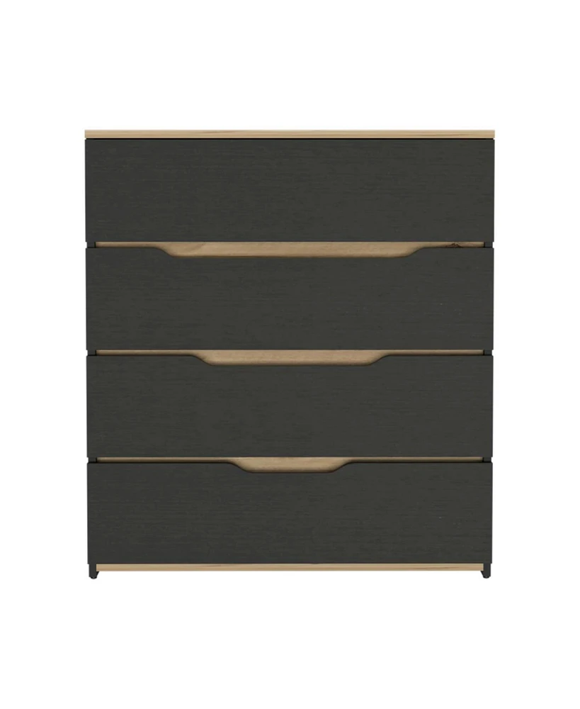 Zoe Dresser, Superior Top, Four Drawers - Black Light Oak