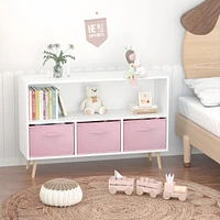 Kids Bookcase with Collapsible Drawers, Toy Storage Organizer