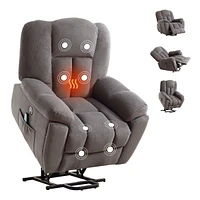 Elderly Recliner Chair with Heat, Massage, Usb (Grey)