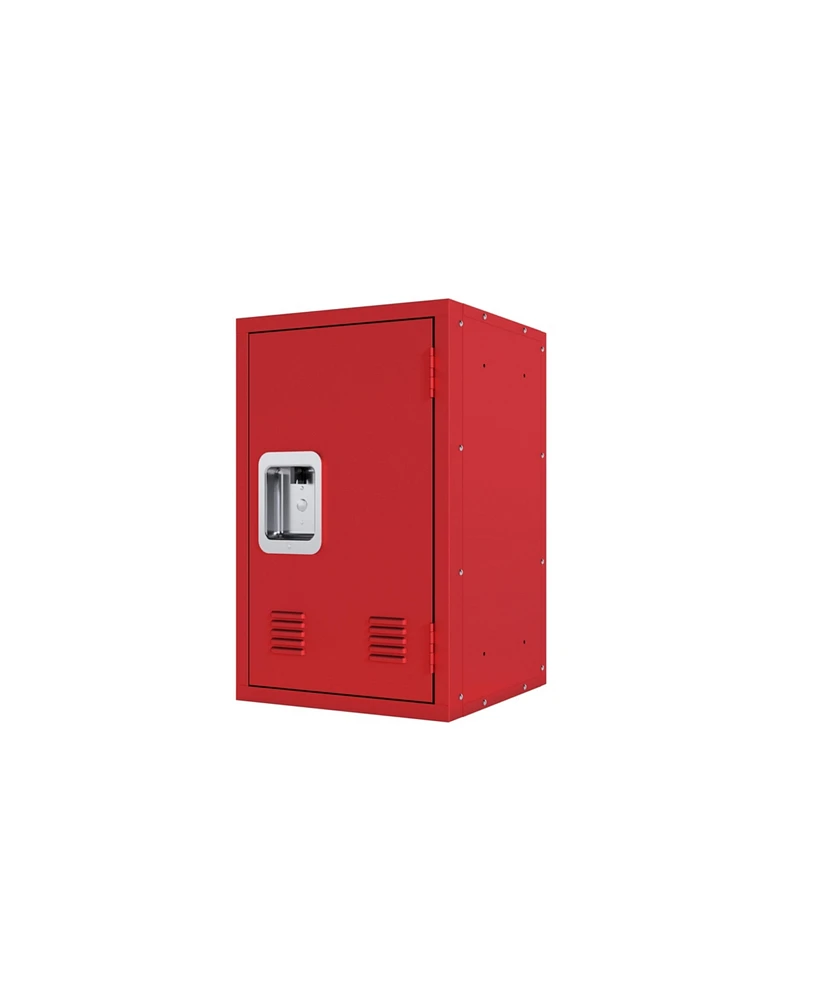 Streamdale Furniture Elegant Red Metal Locker Storage Cabinet - Assembly Required