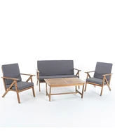 Simplie Fun Acacia Wood Outdoor Patio Set with Water-Resistant Cushions